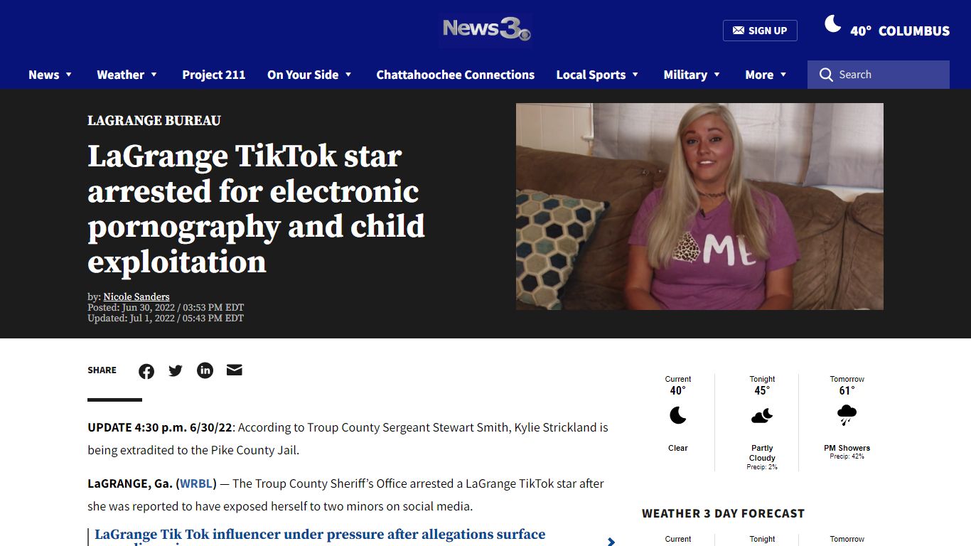 LaGrange TikTok star arrested for electronic pornography and child ...