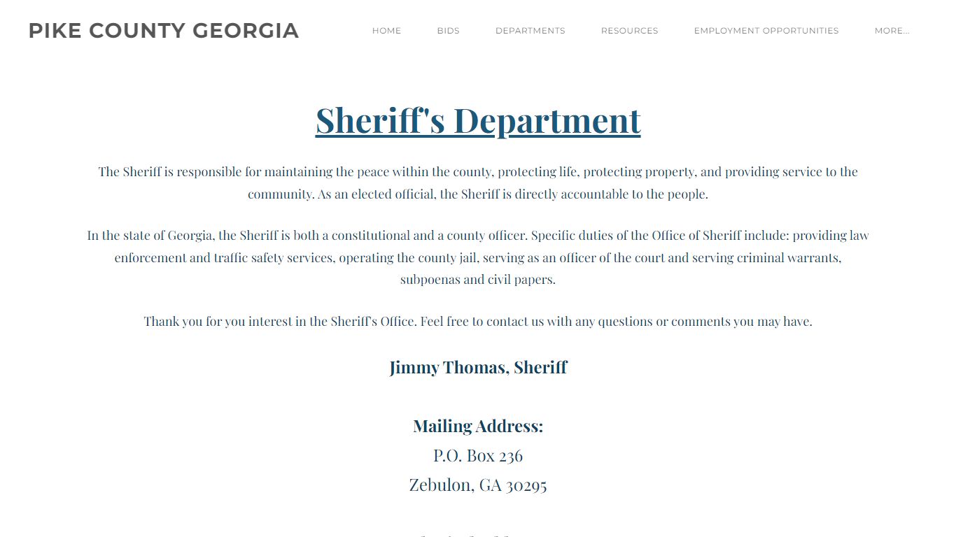 Sheriff's Department - PIKE COUNTY GEORGIA